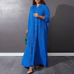Pleated Button-Down Maxi Dress