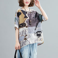 Abstract Print Loose Tunic Top