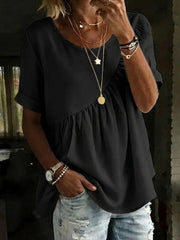 Linen Blend Tiered Tunic Top