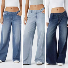 Ultra Low Waist Micro Stretch Washed Retro Loose Straight Denim Jeans