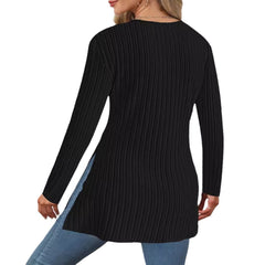 Long Sleeve Asymmetrical Slit Sweater Top