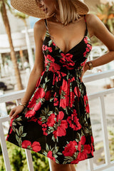 Floral Print V-Neck Midi Dress