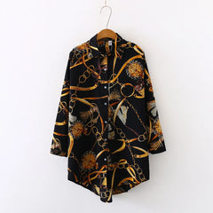 Loose Button Down High Low Hem Casual Tunic Blouse