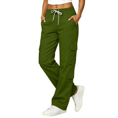 Mid Waist Straight Leg Cargo Pants