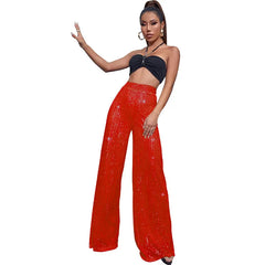 Sequin Stripe High Waist Wide Leg Pants