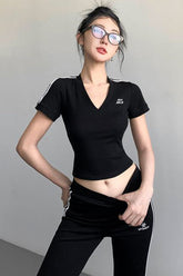 V-Neck Short Sleeve Top Tee