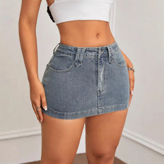 High-Waisted Denim Mini Skirt