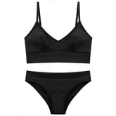 Seamless Bra Set Low Waist Panties Wire Free Bralette Lingerie