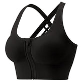 Front Zipper Sports Bra Wire Free Yoga Padded Bralette Lingerie
