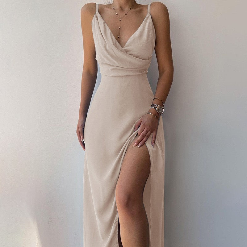 Vestido cruzado con purpurina Carella