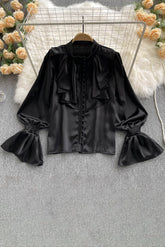 Lace Long Sleeve Buttons Tops