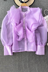 Lace Buttons Long Sleeve Shirt Top