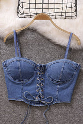 Off Shoulder Strap Strappy Cami Crop Vest Tank Top