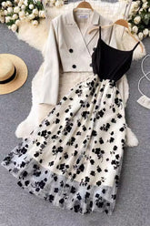 Tops Suit Coat Gauze Strap Two-Piece