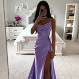 Lola High Slit Satin Dress