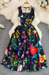 Floral Backless Sleeveless Maxi Dress