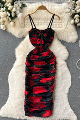 Floral Strap Ruffle Maxi Dress