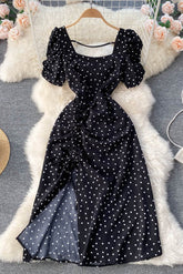 Ruffle Polka Dots Short Sleeve Dress