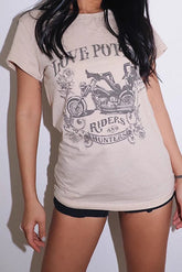 Motorcycle Print Short Sleeve Tops Shirt