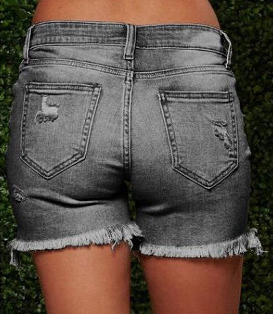 Basic High Rise Cutoff Denim Shorts