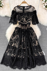 Embroidery Hollow Lace Maxi Dress