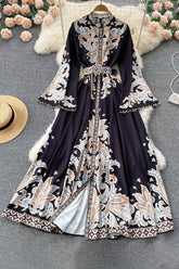 Retro Lace Long Sleeve Maxi Dress
