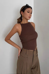 Sleeveless Ribbed Tank Tops Fitted Cami Tee Shirts