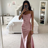 Lola High Slit Satin Dress