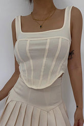 Sleeveless Scoop Neck Asymmetrical Hem Tank Tops Fitted Cami Tee Shirts