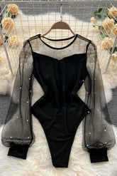 Gauze Knit Long Sleeve Bodysuit
