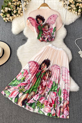 Print Short Sleeve Tops Skirt Set Two-Piece
