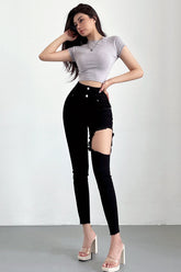 Tight Ripped Pants Trousers Jeans