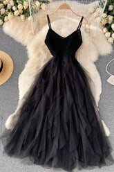 Irregular Gauze V-Neck Strap Knit Beach Maxi Dress