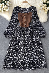 Floral Long Sleeve Strappy Maxi Dress