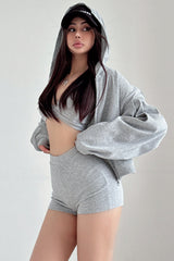 Underwear Hoodie Sweatshirt Coat Bralette Brassiere Bra Shorts Sportswear Set three-Piece