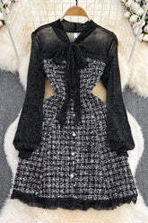 Gauze Long Sleeve Lace Mini Dress