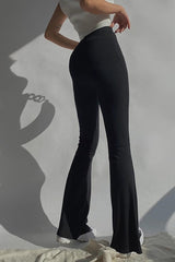 Zip Detail Flared Leg Pants