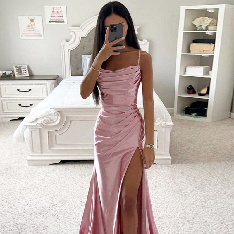 Lola High Slit Satin Dress