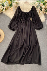 Chiffon Strappy Long Sleeve Maxi Dress