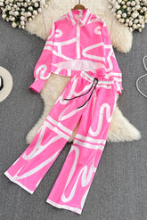 Short Sleeve Crop Shirt Top Pants Trousers Set Two-Piece