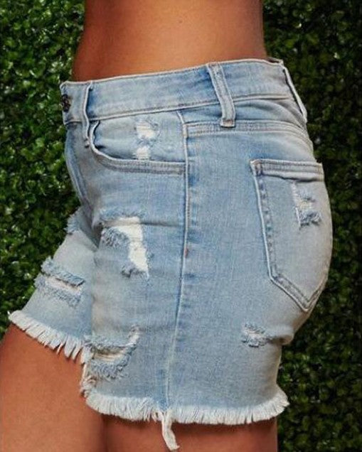 Basic High Rise Cutoff Denim Shorts