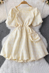Cute Short Sleeve Flower Dress