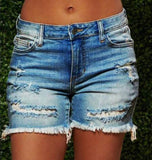 Basic High Rise Cutoff Denim Shorts
