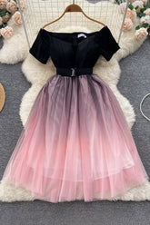 Strapless Short Sleeve Gauze Dress