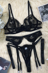 Gauze Embroidery Underwear Lingerie Set