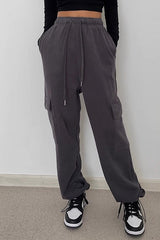 Drawstring Waist Pocket Side Cargo Sports Pants