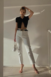 Nature High Waist Straight Leg Jeans