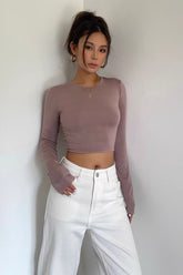 Backless Crew Neck Fitted Shirt