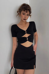 Crew Neck Crisscross Fitted Tops Shirt