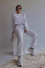 Solid Elastic Waist Sports Pants